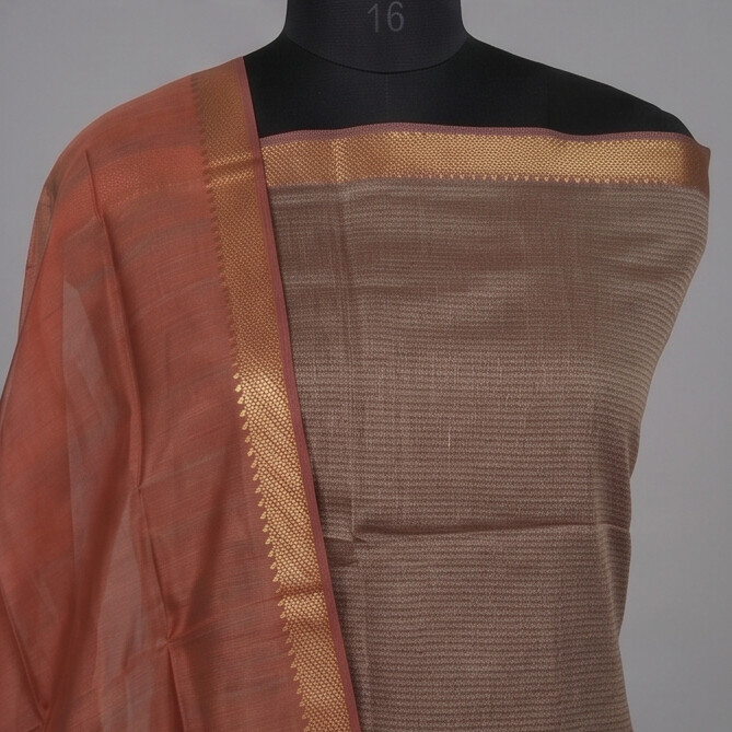 Handloom Silk Pochampally Border - Terracotta Orange