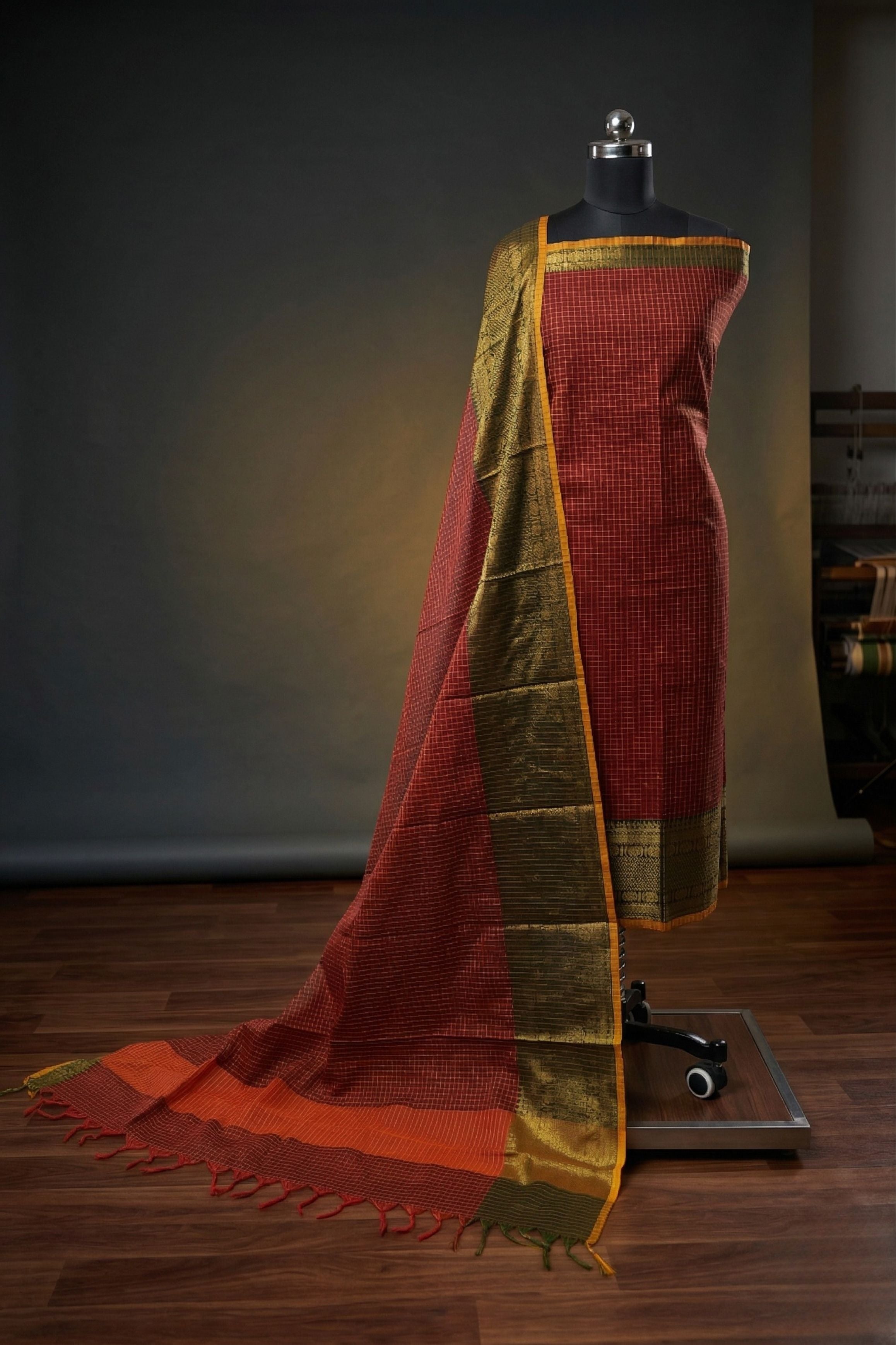 Deep Maroon / Muted Earth Red