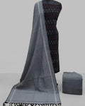 SINGLE IKKAT  CHUDI SETS - BLACK WITH CHARCOAL GREY