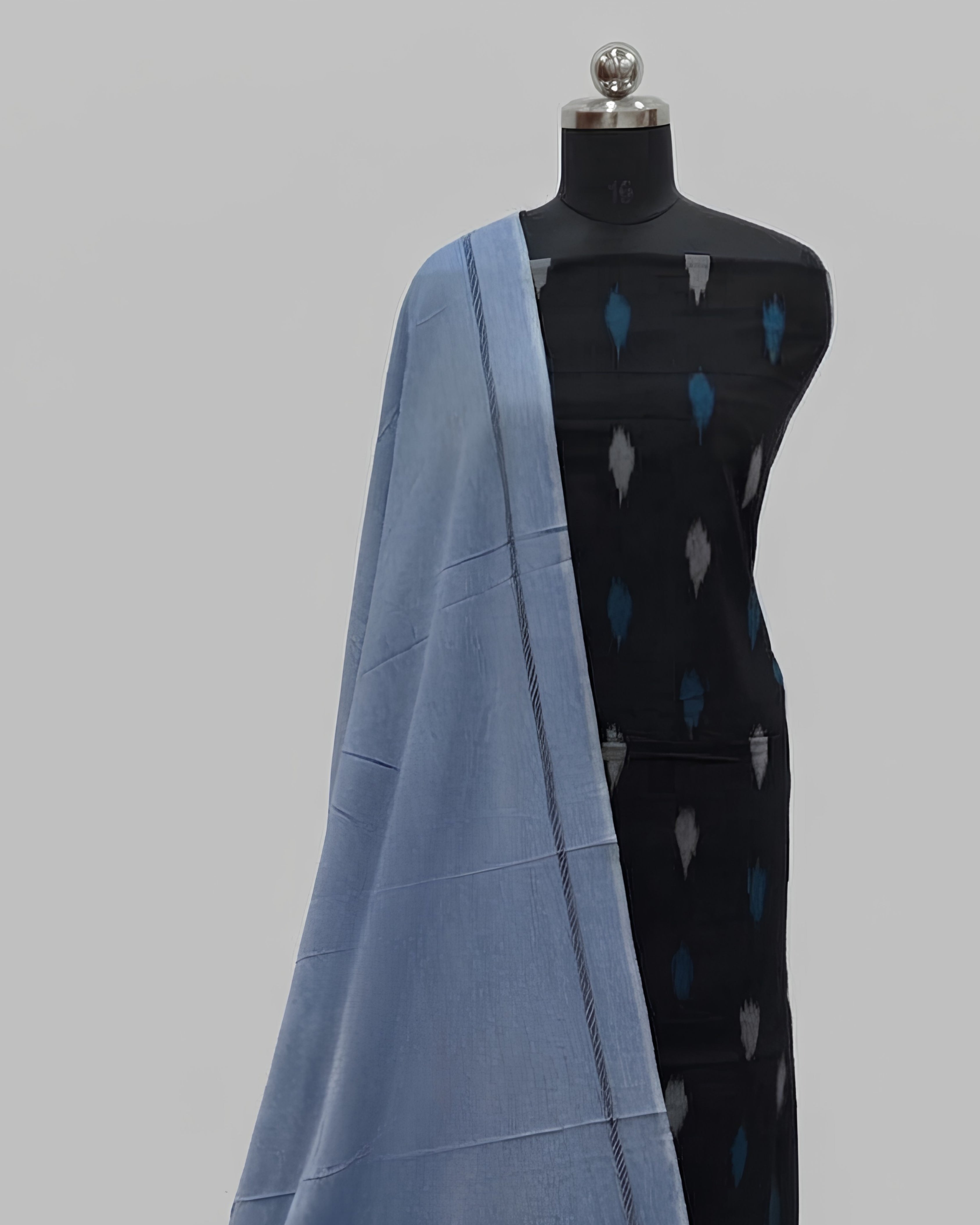 SINGLE IKKAT CHUDI SETS - BLACK WITH SKY BLUE