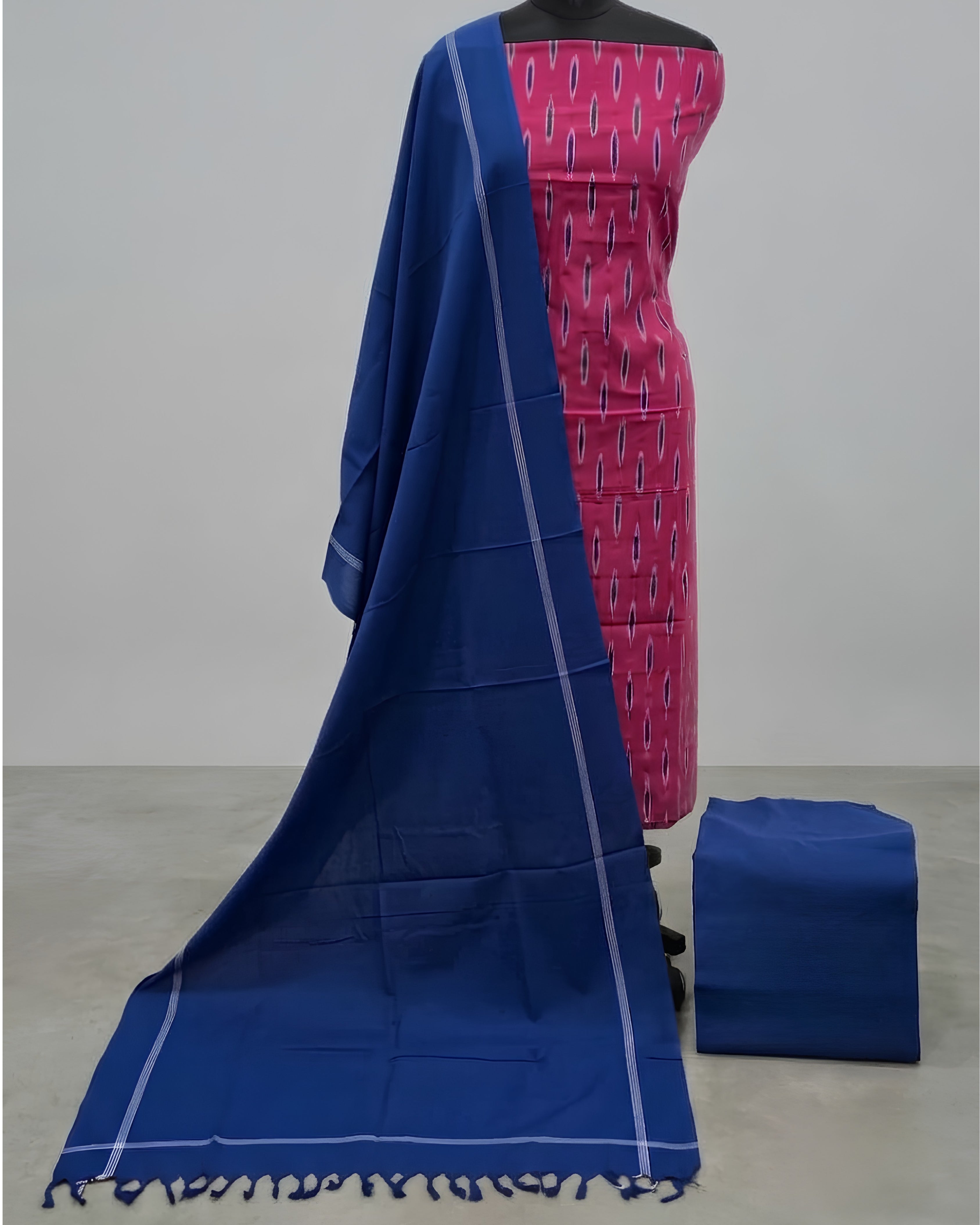 SINGLE IKKAT CHUDI SETS - BRIGHT MAGENDA WITH ROYAL BLUE
