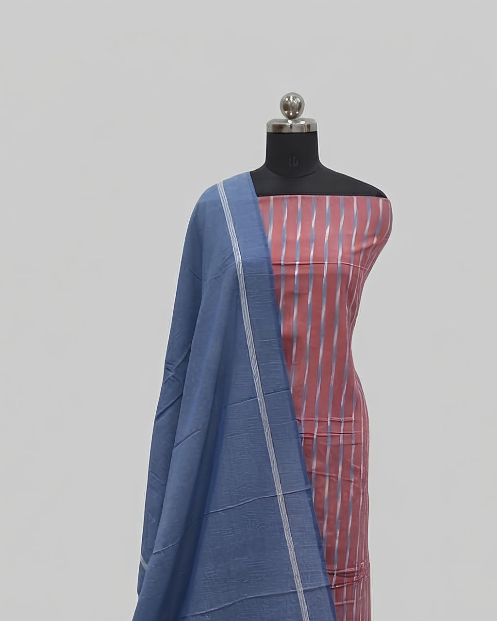 SINGLE IKKAT  CHUDI SETS  - CORAL PINK WITH DENIM BLUE