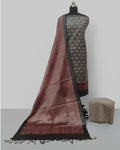 TISSUE SILK DIGITAL CHUDI SETS - CHARCOAL GREY WITH DUSTY ROSE