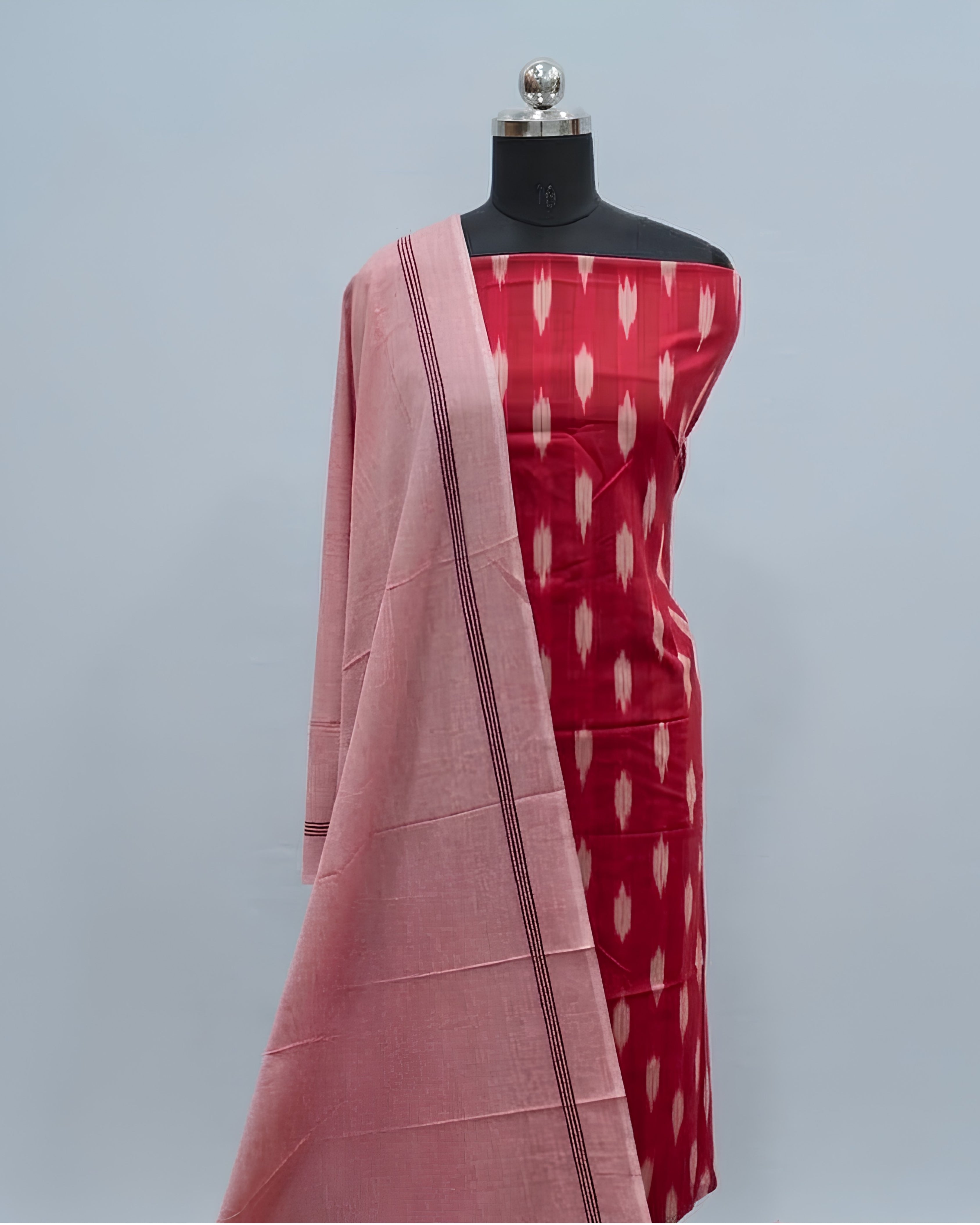 SINGLE IKKAT CHUDI SETS - CHERRY RED WITH  DUSTY ROSE