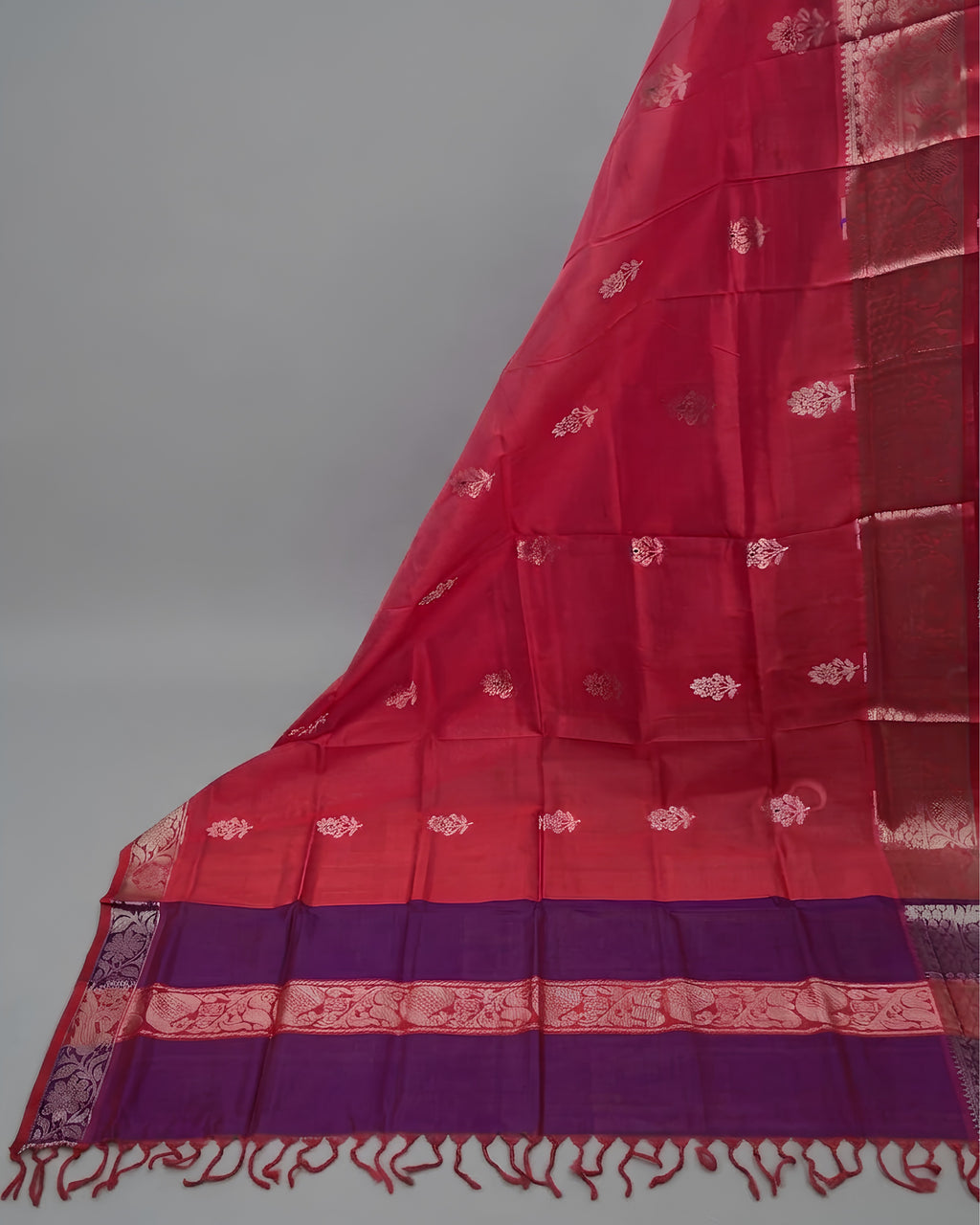 PURE SILK KANJI BORDER - CRIMSON RED
