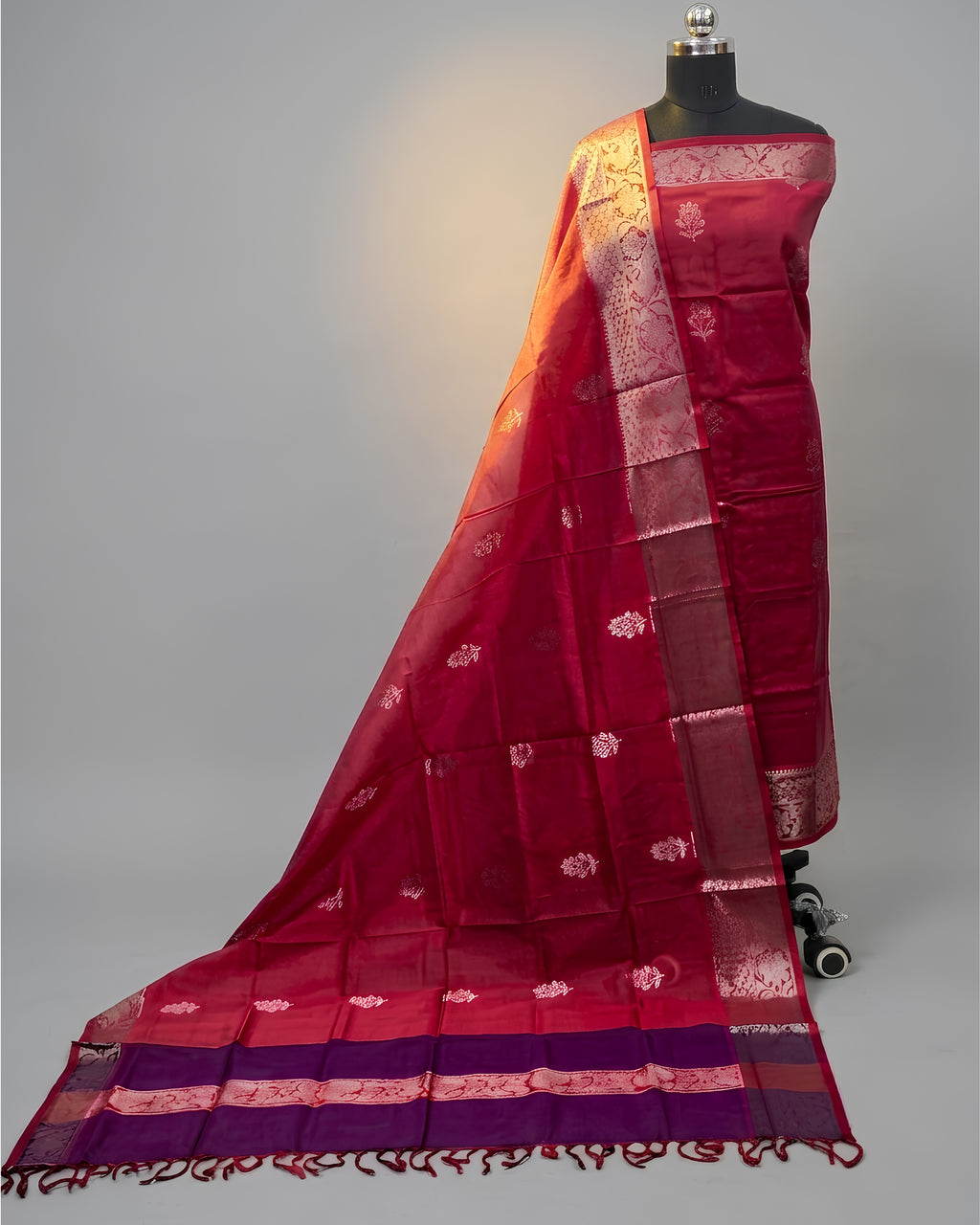 PURE SILK KANJI BORDER - CRIMSON RED