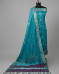 PURE SILK KANJI BORDER - PERSIAN GREEN WITH MIDNIGHT BLUE