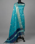 PURE SILK KANJI BORDER - PERSIAN GREEN WITH NAVY BLUE