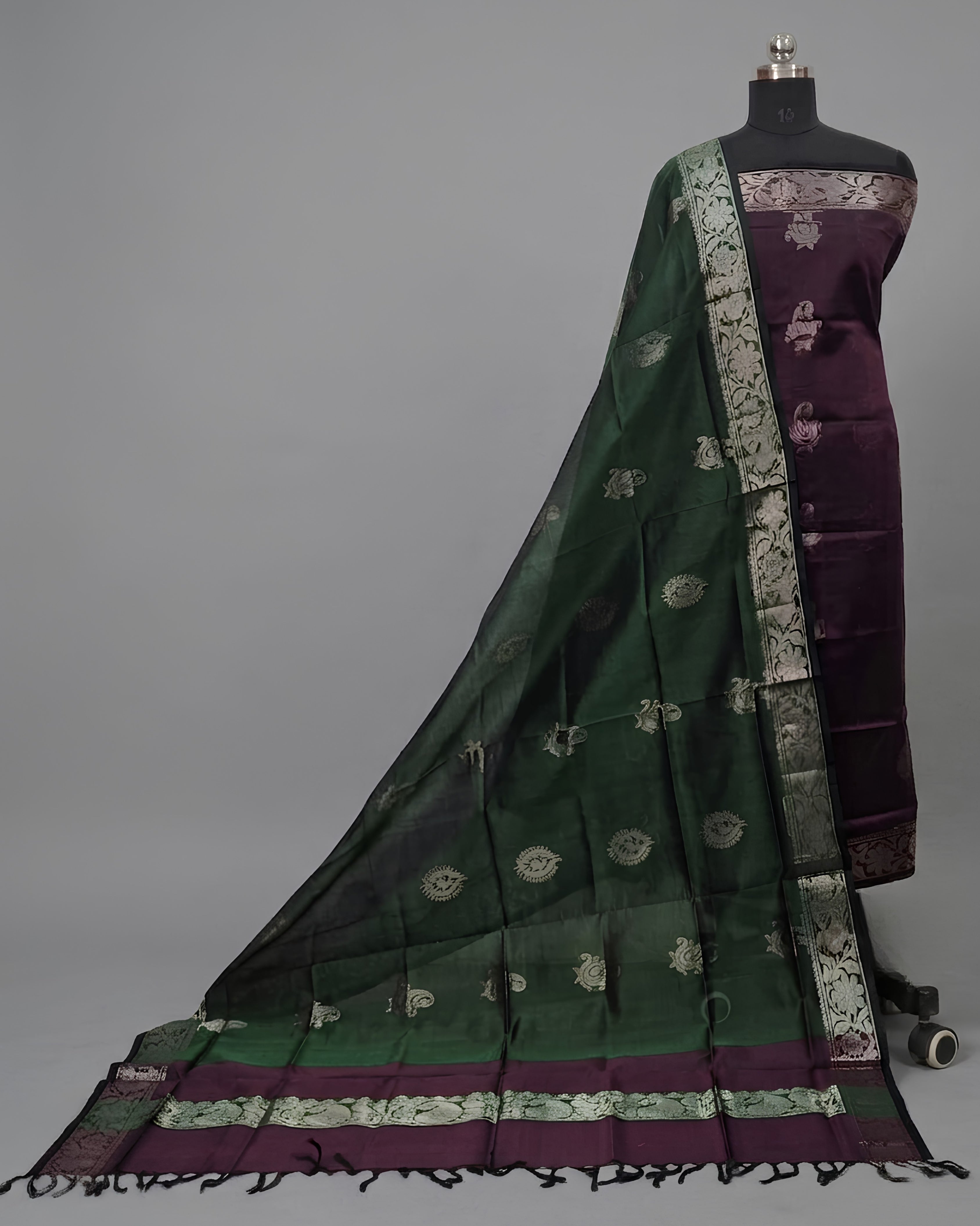 PURE SILK KANJI BORDER - DARK EGGPLANT PURPLE