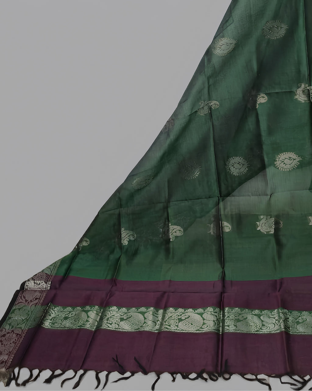 PURE SILK KANJI BORDER - DARK EGGPLANT PURPLE