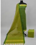 SOUTH COTTON CHUDI SET - LEAF GREEN WITH OLIVE GREEN
