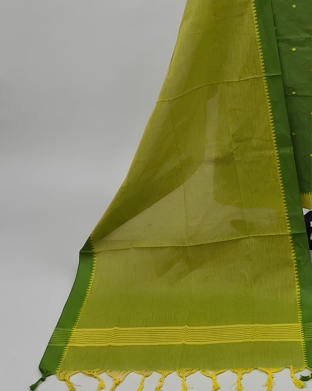SOUTH COTTON CHUDI SET - LEAF GREEN WITH OLIVE GREEN