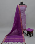 MANGALAGIRI PURE COTTON  ZARI -LILAC WITH PURPLE