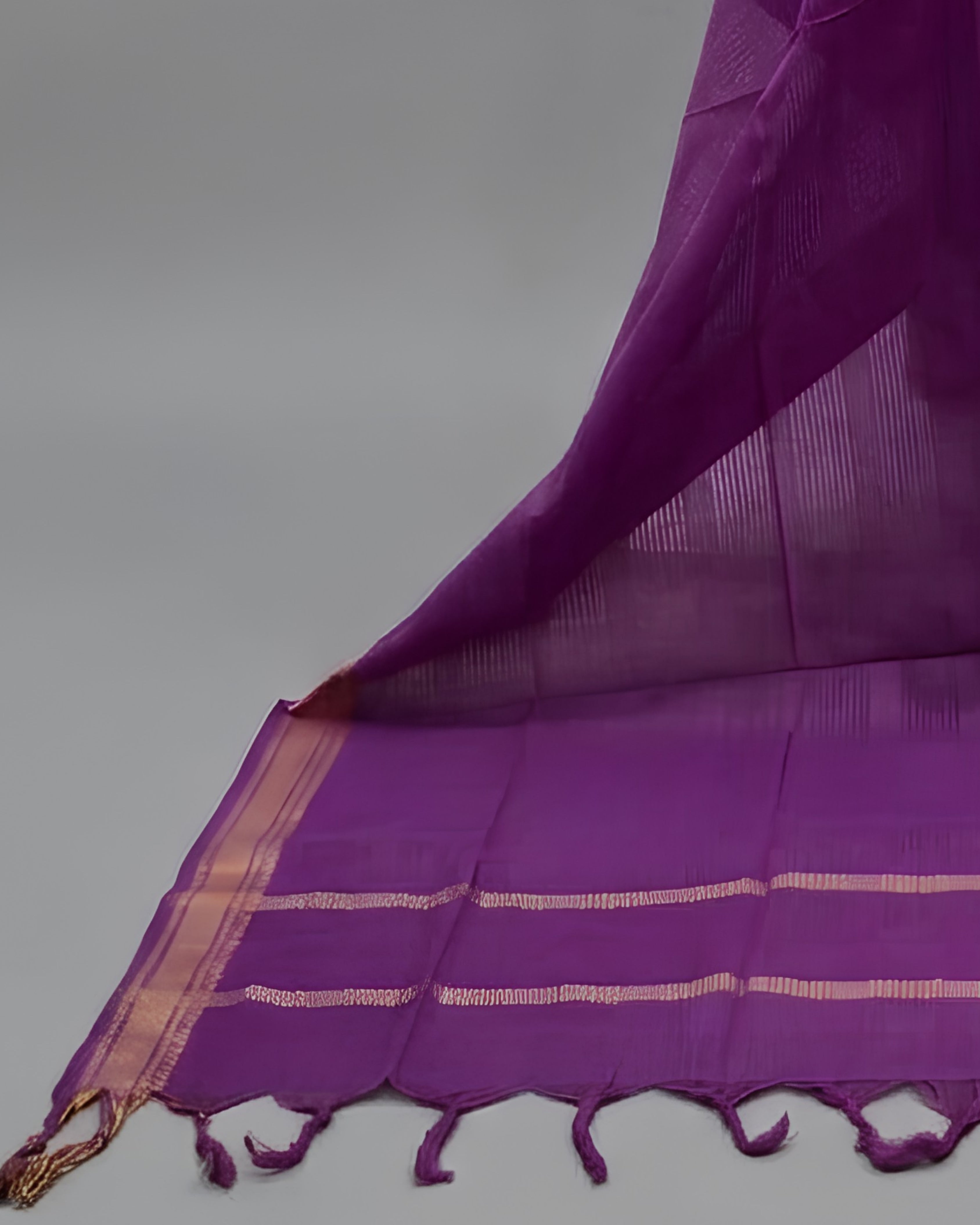 MANGALAGIRI PURE COTTON  ZARI -LILAC WITH PURPLE