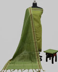MANGALAGIRI PURE COTTON  ZARI -LIME GREEN WITH OLIVE GREEN-RED LINE