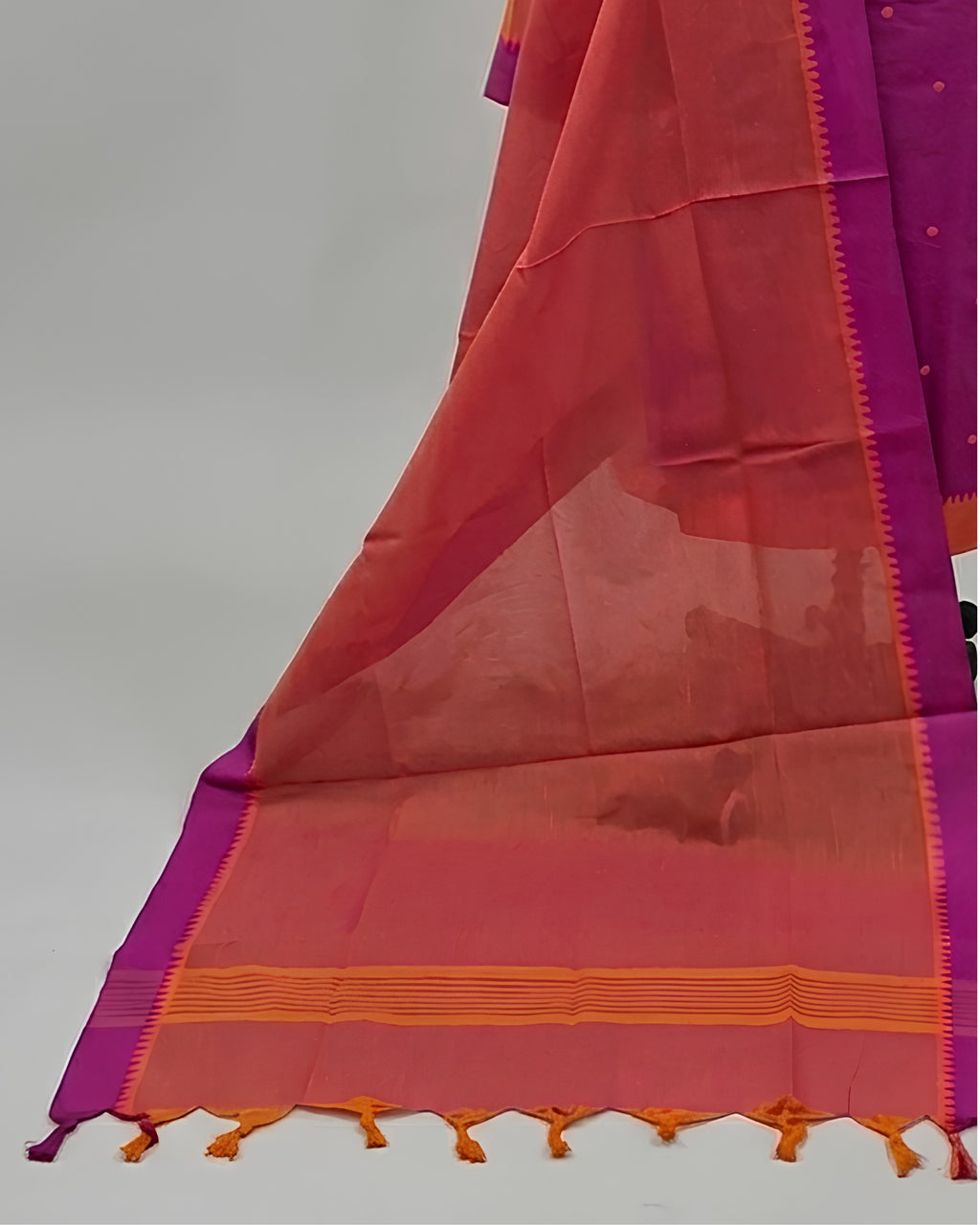 SOUTH COTTON CHUDI SET - MAGENDA WITH ORANGE