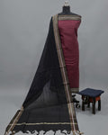 MANGALAGIRI PURE COTTON  ZARI - MAROON WITH BLACK