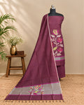 Maroon Chanderi Jamdani Chudi set made of elegant fabric, featuring intricate patterns and traditional craftsmanship by S Fabs.
