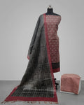 TISSUE SILK DIGITAL CHUDI SETS - MAROON WITH HALF BLACK