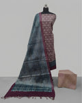TISSUE SILK DIGITAL CHUDI SETS -MAROON WITH SALTE BLUE