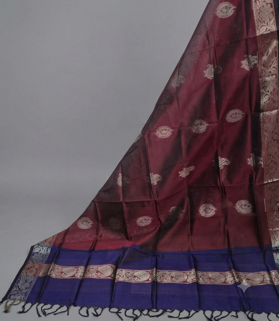 PURE SILK KANJI BORDER - MIDNIGHT BLUE