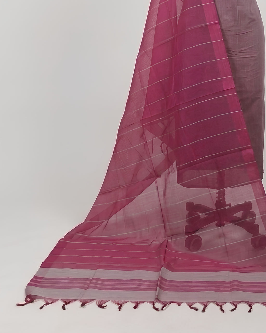 MANGALAGIRI COTTON STRIPES - MUTED MAUVE -PINK