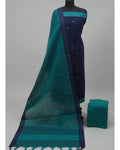 SOUTH COTTON CHUDI SET - NAVY BLUE WITH PEACOCK GREEN