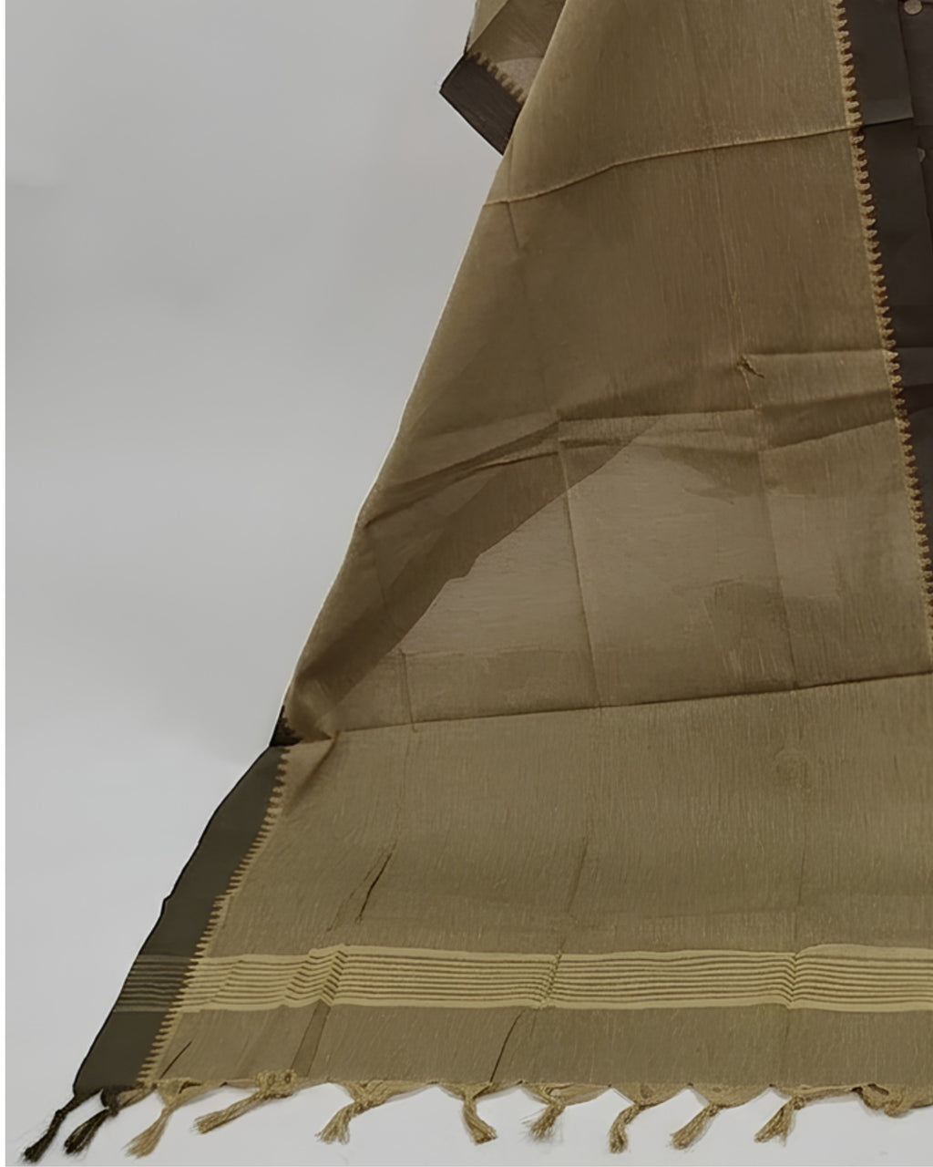 SOUTH COTTON CHUDI SET - OLIVE BROWN  WITH BEIGE- BIG PUTTA