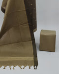 SOUTH COTTON CHUDI SET - OLIVE BROWN WITH BEIGE - SMALL PUTTA