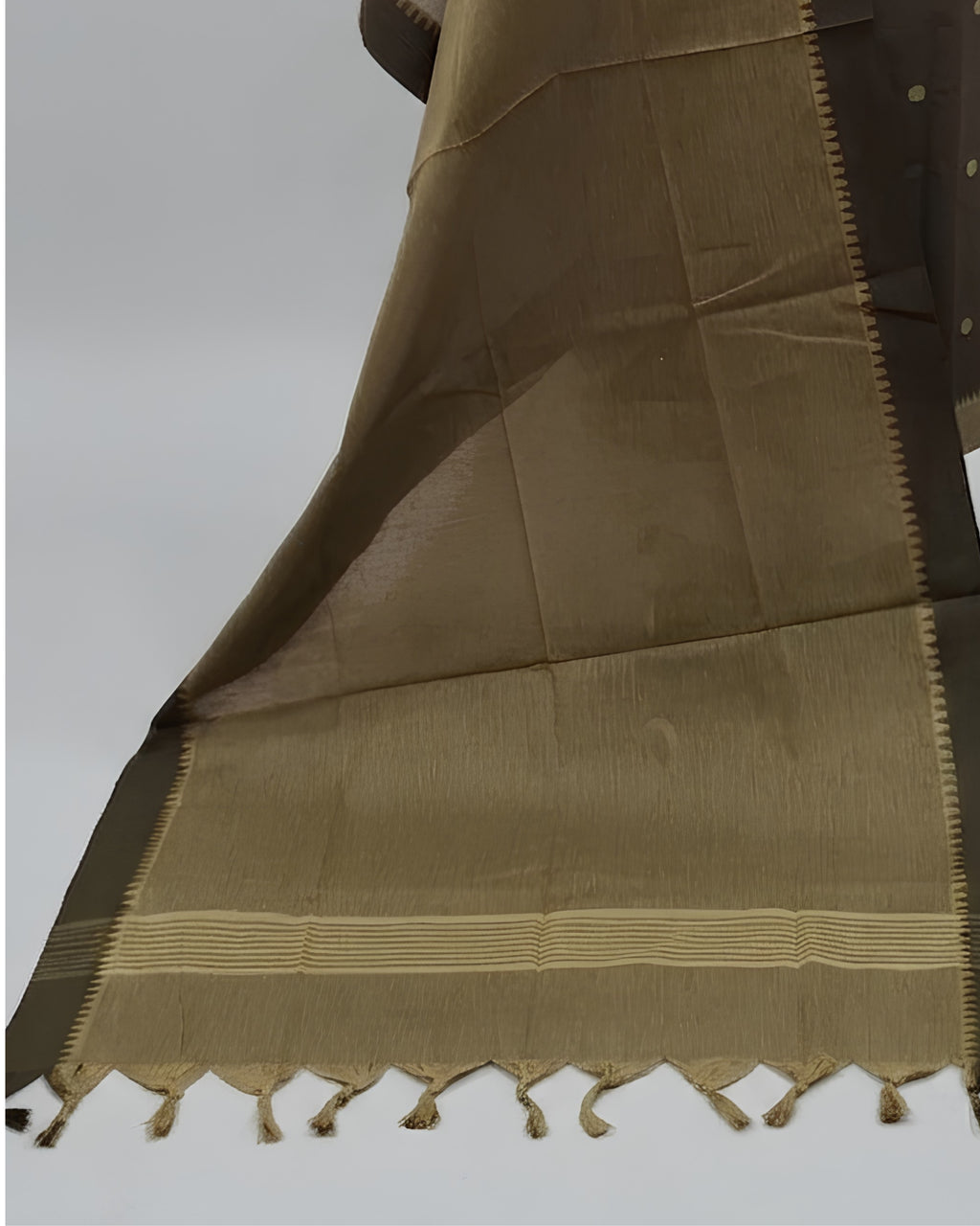 SOUTH COTTON CHUDI SET - OLIVE BROWN WITH BEIGE - SMALL PUTTA