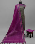 MANGALAGIRI PURE COTTON  ZARI - OLIVE GREEN WITH MAGENTA PINK