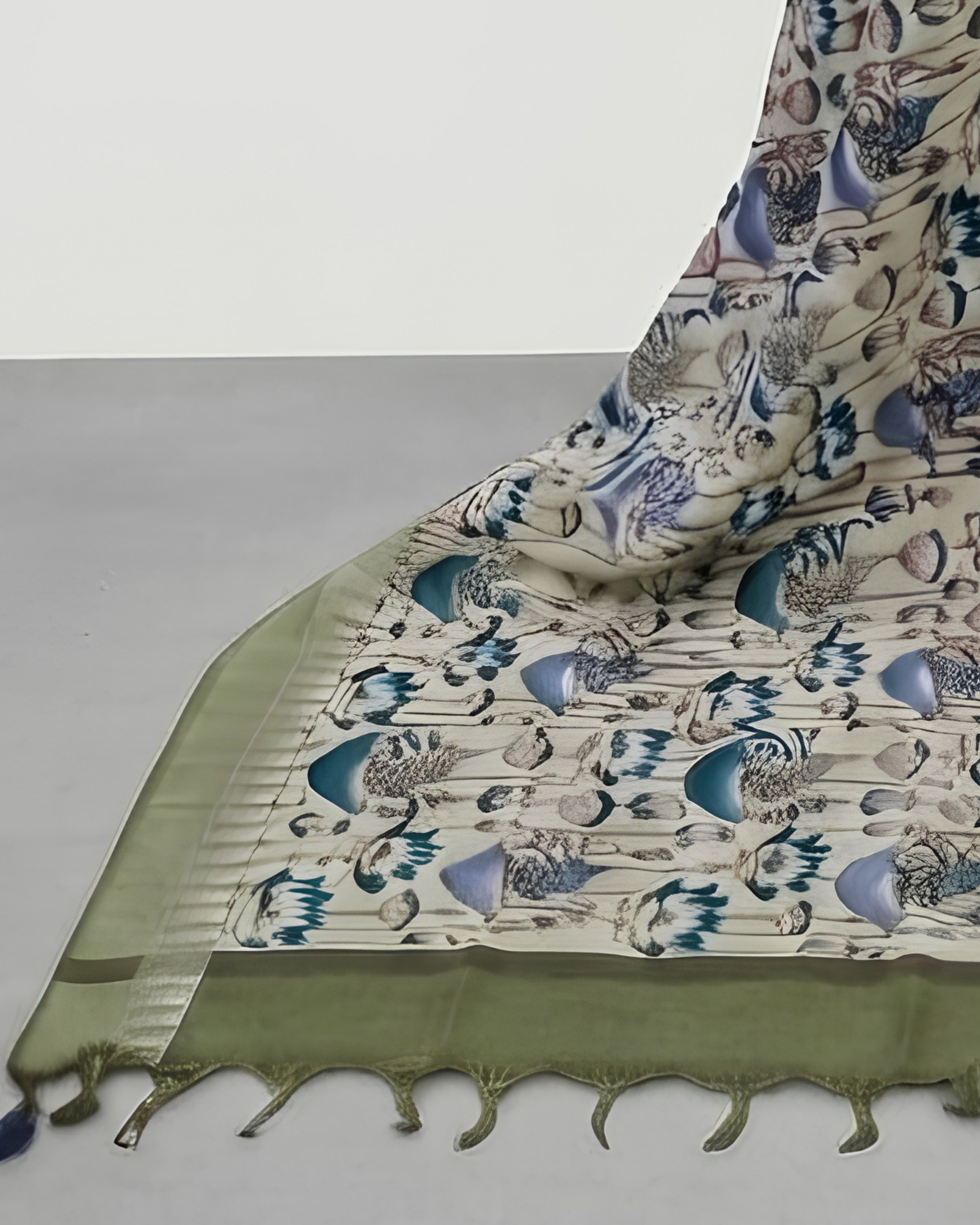 KADHI COTTON PICHWAI PRINTED DUPATTA CHUDI SET - OLIVE GREEN