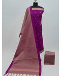 SOUTH COTTON CHUDI SET - PURPLE WITH DUSTY ROSE