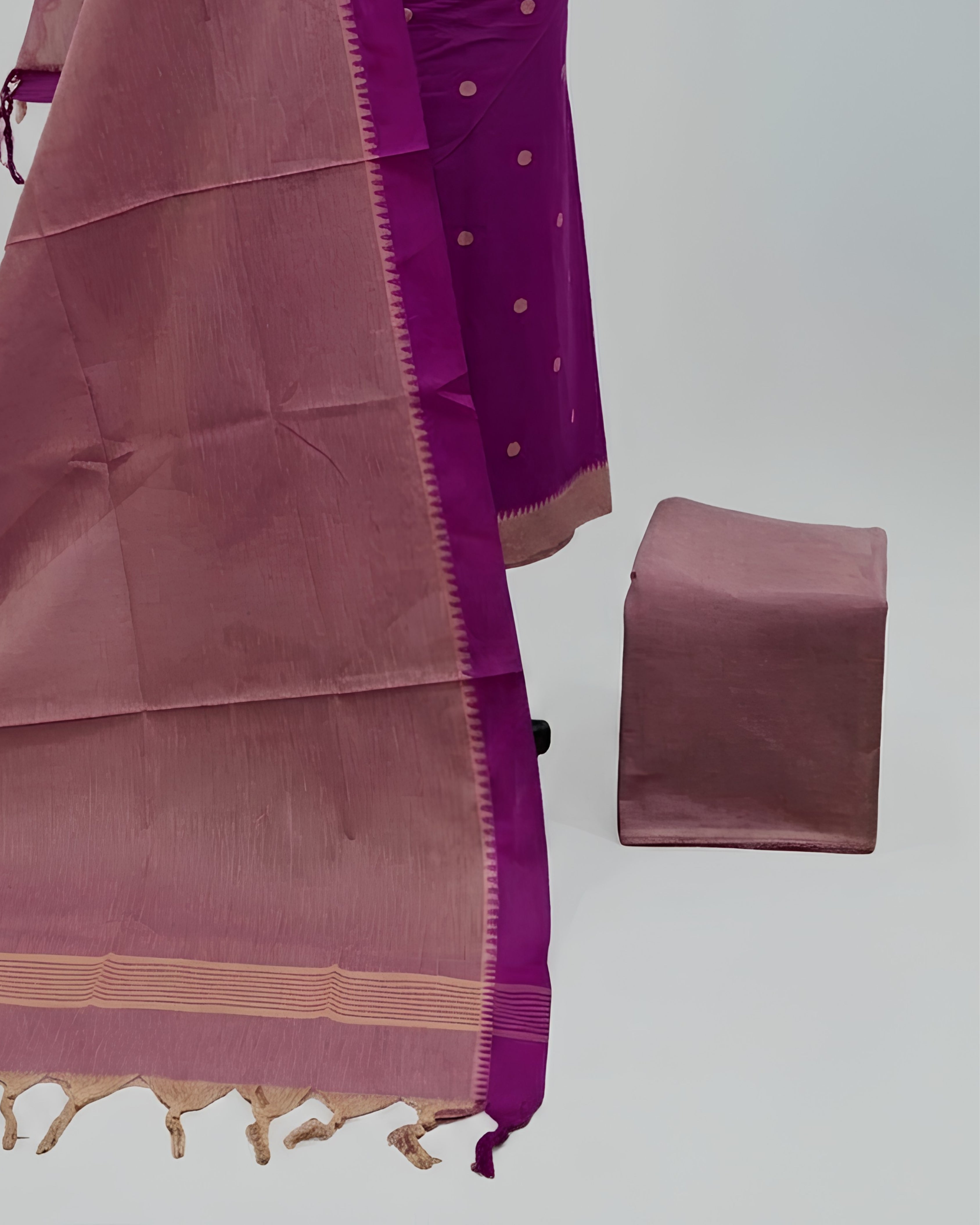 SOUTH COTTON CHUDI SET - PURPLE WITH DUSTY ROSE