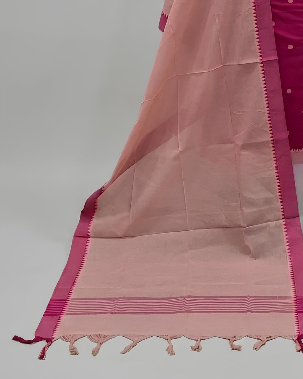 SOUTH COTTON CHUDI SET - RANI PINK WITH PEACH