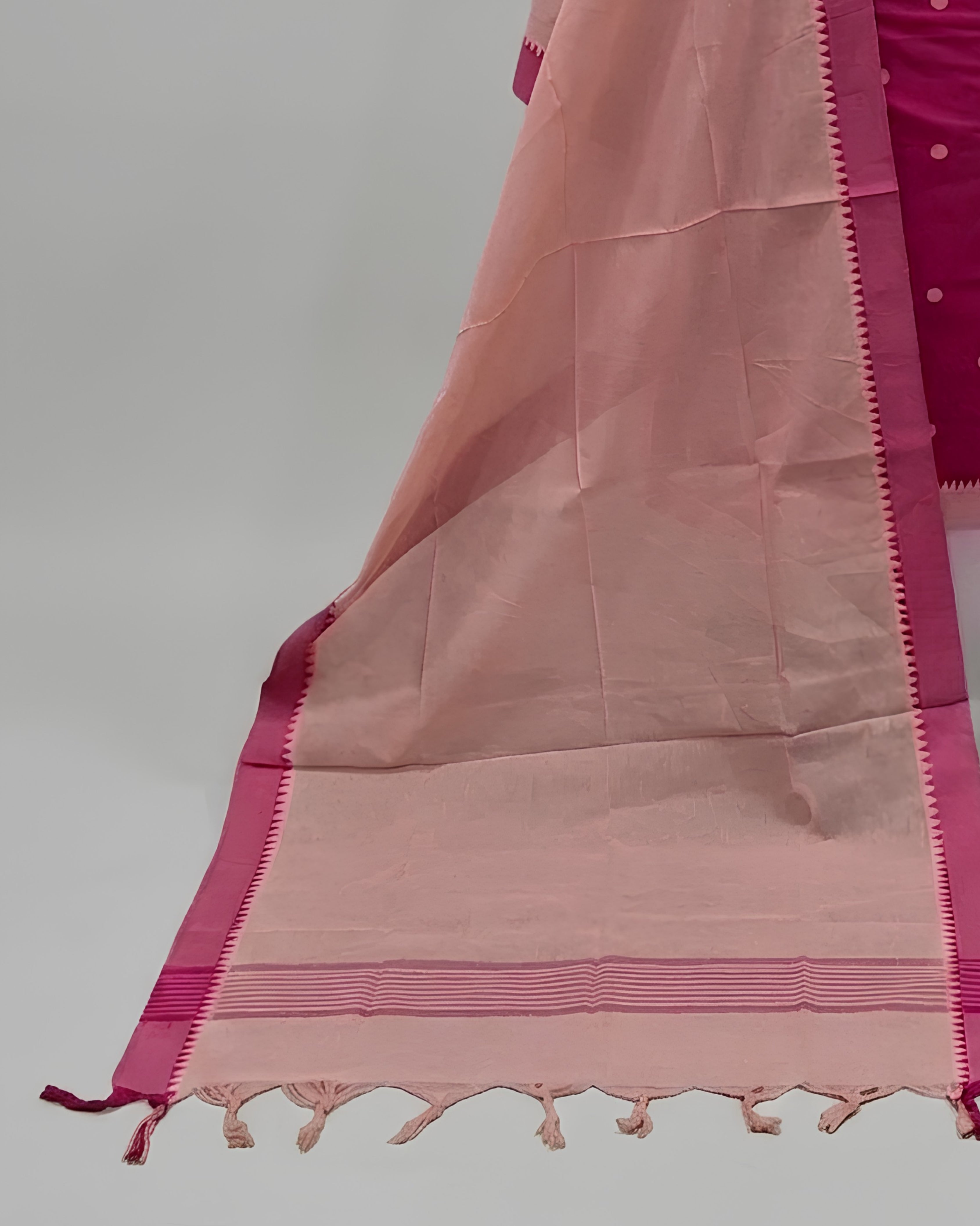 SOUTH COTTON CHUDI SET - RANI PINK WITH PEACH