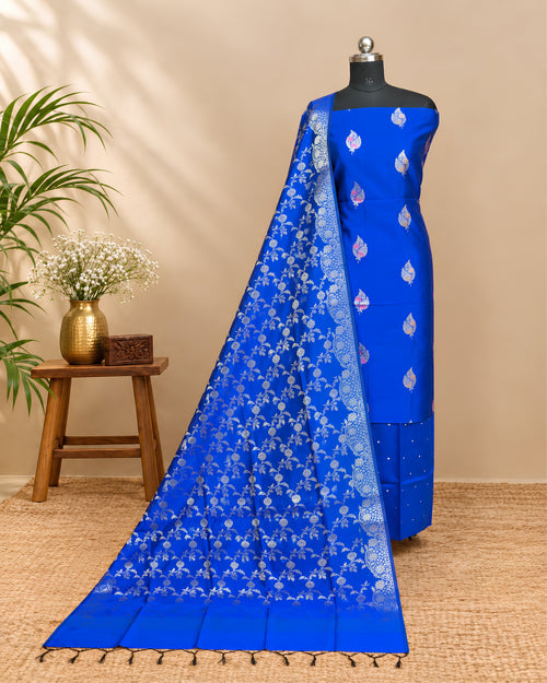 Royal blue Banarasi Chudi set by S Fabs featuring intricate gold detailing and traditional design for elegant wear.