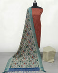 KADHI COTTON PICHWAI PRINTED DUPATTA CHUDI SET -RUST ORANGE