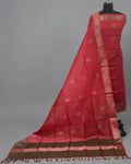PURE SILK KANJI BORDER - SALMON RED