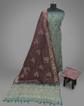 KHADI SILK CRACK BATIK  CHUDI SETS - SEA GREEN WITH MAUVE