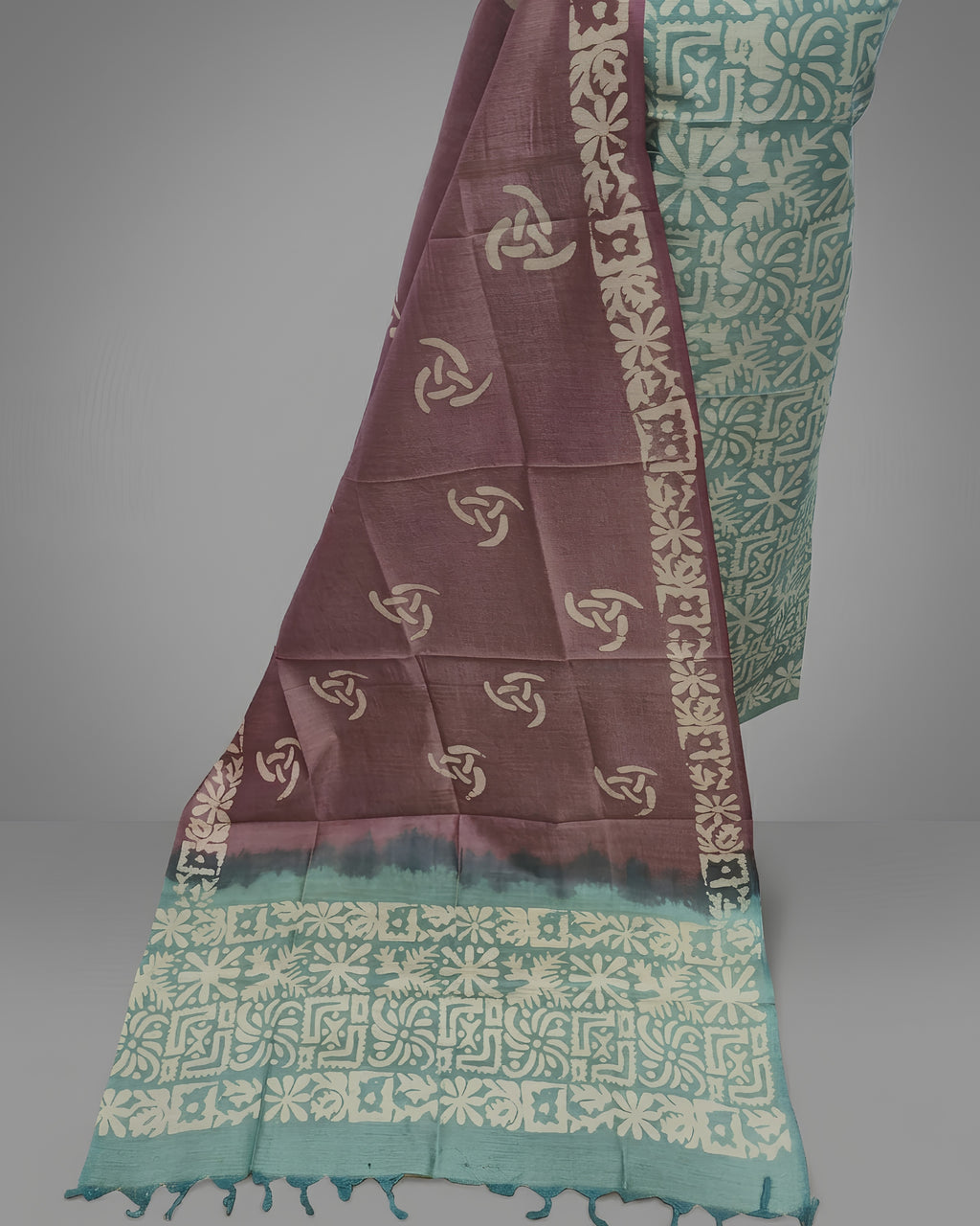 KHADI SILK CRACK BATIK  CHUDI SETS - SEA GREEN WITH MAUVE