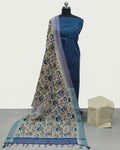 KADHI COTTON PICHWAI PRINTED DUPATTA CHUDI SET - TEAL BLUE
