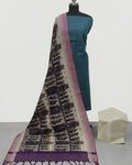 KADHI COTTON KALAMKARI DHUPATTA PRINTED CHUDI SET - TEAL BLUE