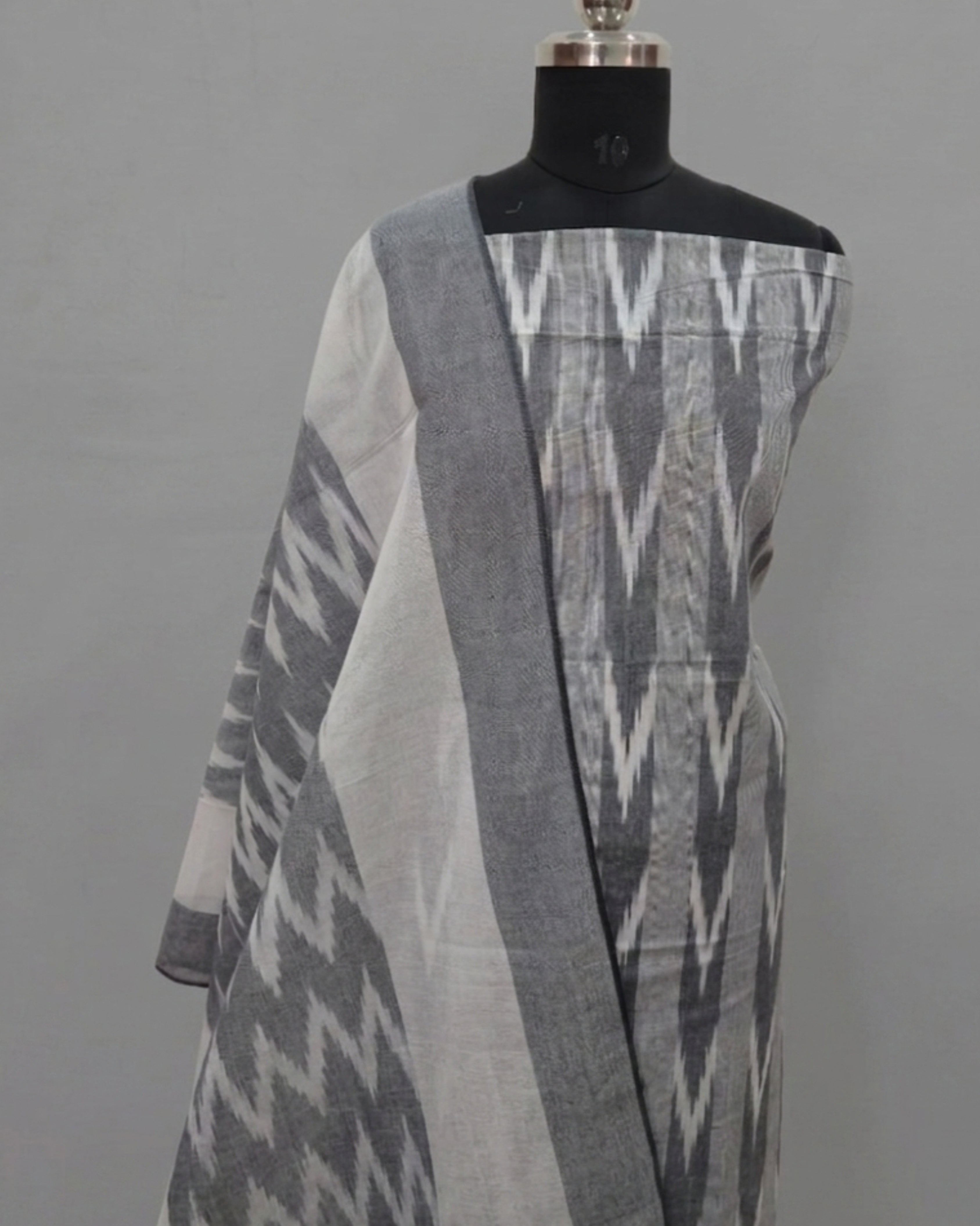 PUR IKKAT CHUDI SET - Steel Gray