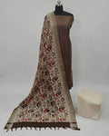 KADHI COTTON PICHWAI PRINTED DUPATTA CHUDI SET - CHOCOLATE BROWN