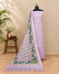 Soft lavender Chanderi Meena Butta digital dupatta fabric by S Fabs with intricate Meena embroidery and delicate design details.