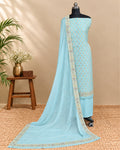 Pastel aqua Banarasi Meena Georgette Dupatta from S Fabs showing intricate embroidery and lightweight, flowing fabric.