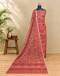 Mal Chanderi Tani Print Chudi Set - Deep Rust Red