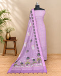 Lavender pink Chanderi Meena Butta digital dupatta showcasing intricate embroidery and delicate fabric from S Fabs.