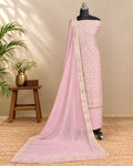Light pink Banarasi Meena Georgette dupatta with intricate gold and silver embroidery, crafted by S Fabs.